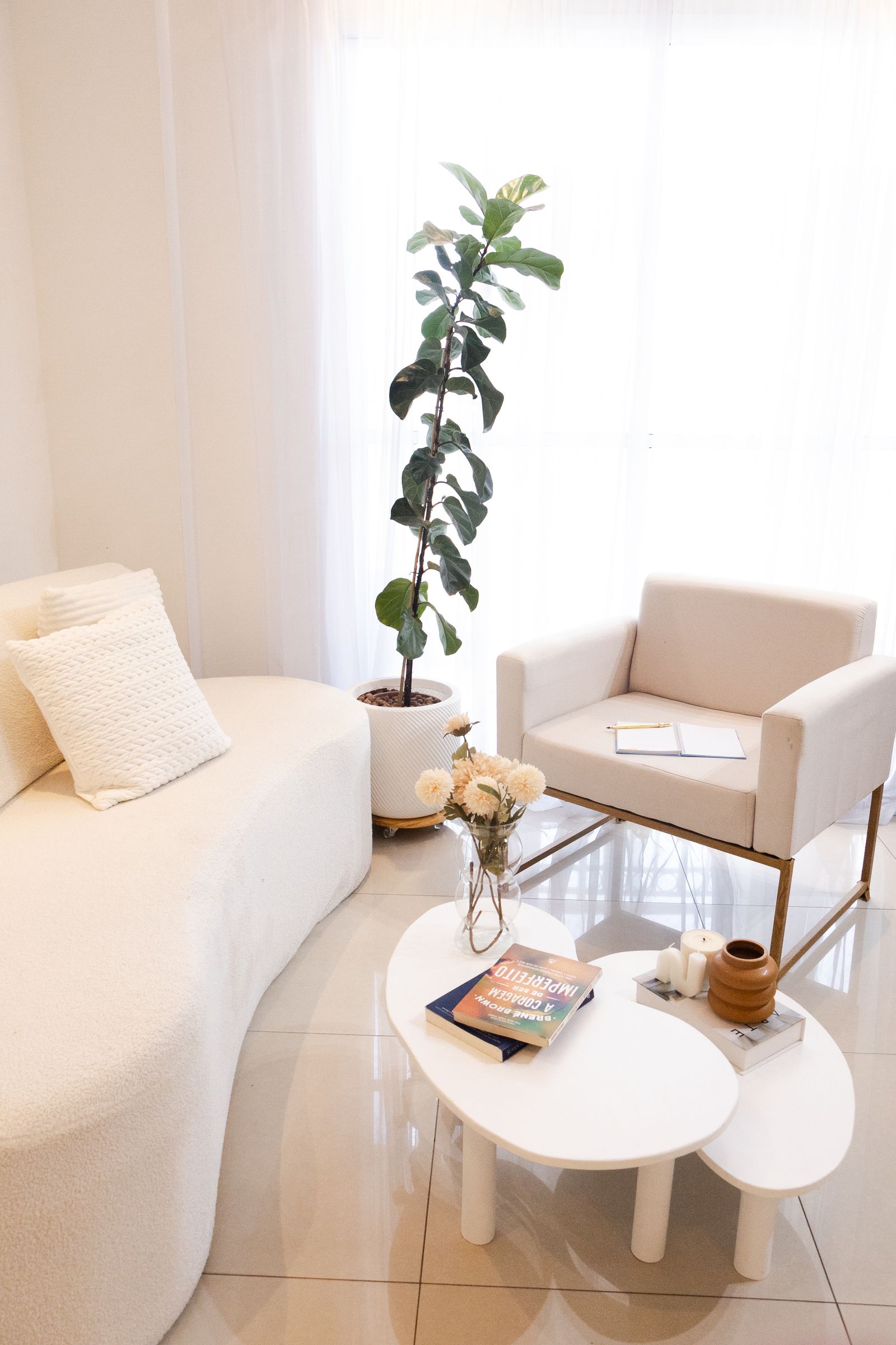Bright minimalist living room after a full renovation